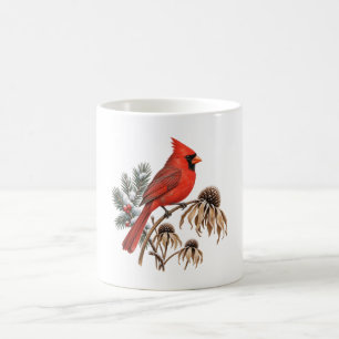 Red Cardinal and Snowy Seed Heads Mug