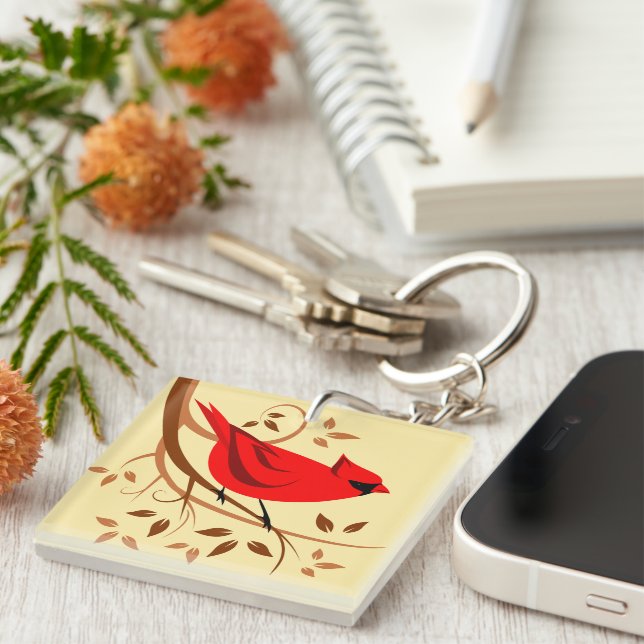 Red Cardinal Art Key Ring (Front Right)