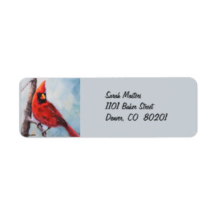 Red Cardinal Art Return Address Label
