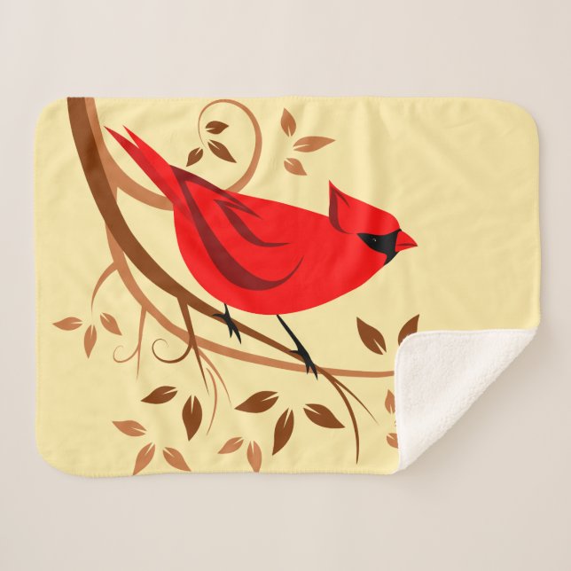 Red Cardinal Art Sherpa Blanket (Front (Horizontal))