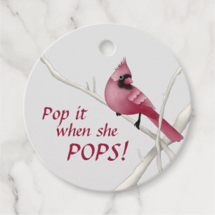 Red Cardinal Baby Shower Pop It When She Pops! Favour Tags