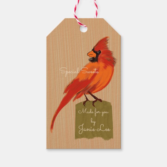 Red Cardinal Baked Goods Gift Tags (Front)