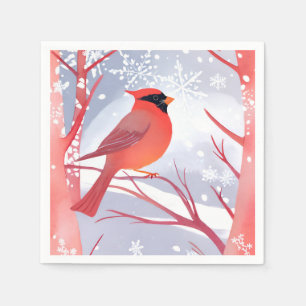 Red Cardinal Beautiful Watercolor Painting Napkin