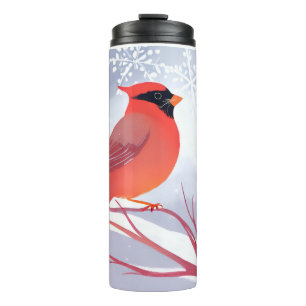 Red Cardinal   Beautiful Watercolor Painting Thermal Tumbler
