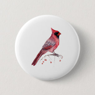 Red Cardinal Bird 6 Cm Round Badge