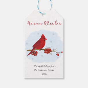 Red Cardinal Bird Christmas Gift Tags