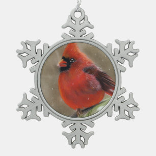Red Cardinal Bird christmas Snowflake ornament