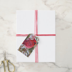 RED CARDINAL BIRD FROM SANTA CLAUS GIFT TAGS