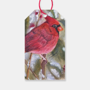 RED CARDINAL BIRD FROM SANTA CLAUS GIFT TAGS