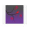 Red Cardinal bird in a tree on purple background.