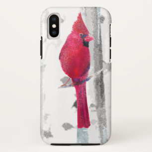 Red Cardinal Bird in beautiful snowy Birch Tree Case-Mate iPhone Case