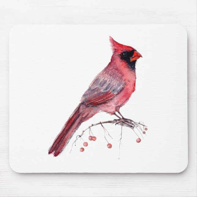 Red Cardinal Bird Mouse Pad (Front)