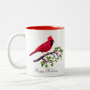 Red Cardinal Bird on Tree Branch Two-Tone Coffee M Mug