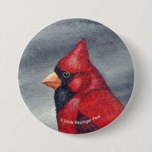 Red Cardinal Bird Round 7.5 Cm Round Badge