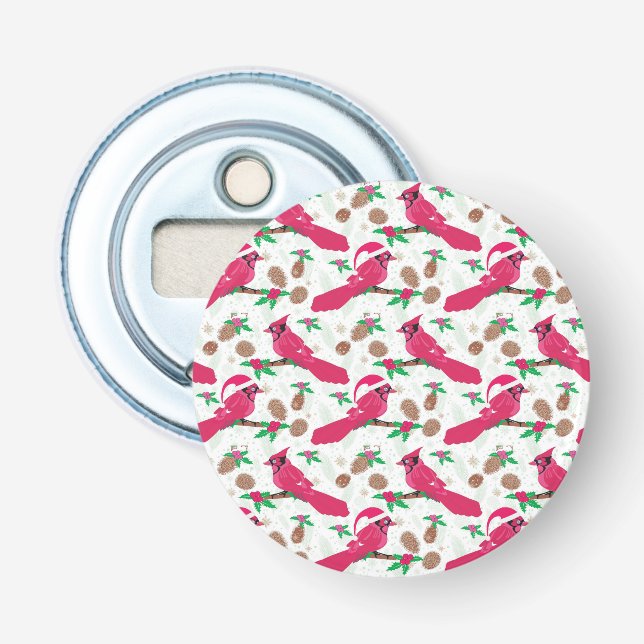 Red Cardinal Bird santa Bottle Opener (Front)