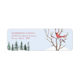 Red Cardinal Bird Snow Christmas Return Address