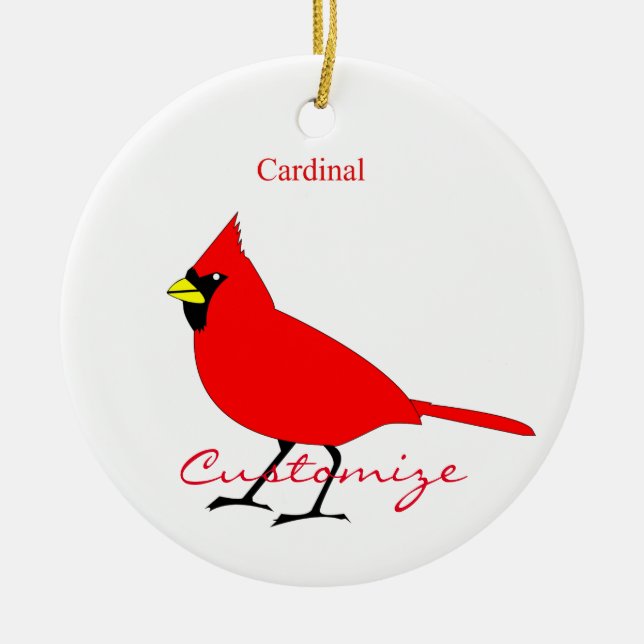 Red Cardinal Bird Thunder_Cove Ceramic Tree Decoration (Front)