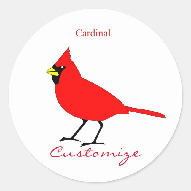 Red Cardinal Bird Thunder_Cove Classic Round Sticker (Front)