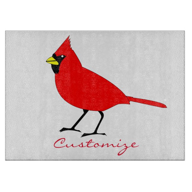 Red Cardinal Bird Thunder_Cove Cutting Board (Front)