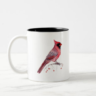 Red Cardinal Bird Two-Tone Coffee Mug