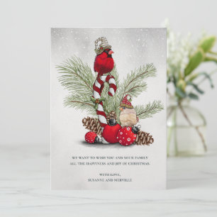 Red Cardinal Bird Watercolor Winter Christmas Holiday Card