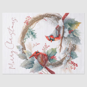 Red Cardinal Bird Watercolor Winter Christmas Tissue Paper