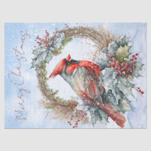 Red Cardinal Bird Watercolor Winter Christmas Tissue Paper
