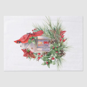 Red Cardinal Bird Watercolor Winter Christmas Tissue Paper