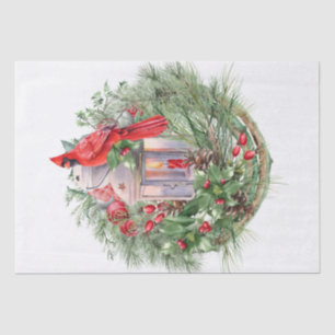 Red Cardinal Bird Watercolor Winter Christmas Tissue Paper