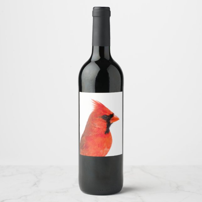 Red Cardinal Bird Wine Label (Front)