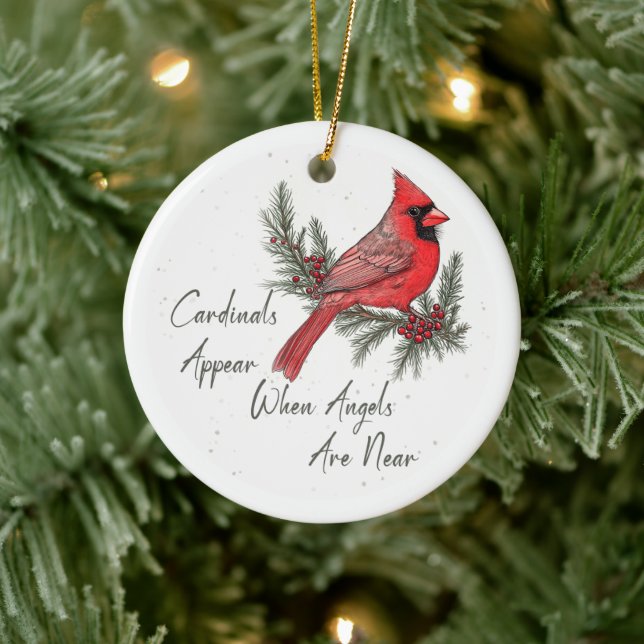 Red Cardinal Bird Winter Christmas Ceramic Tree Decoration (Tree)