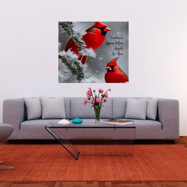 Red Cardinal Birds Angels Are Near Glossy Poster  (Creator Uploaded)