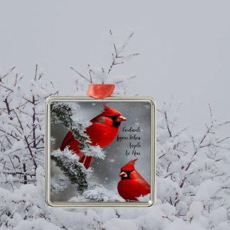 Red Cardinal Birds Angels Are Near Remembrance  Metal Tree Decoration