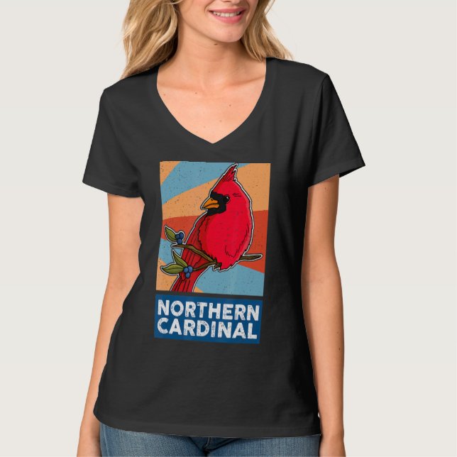 Red Cardinal Birds Biologist Songbird Garden Ornit T-Shirt (Front)