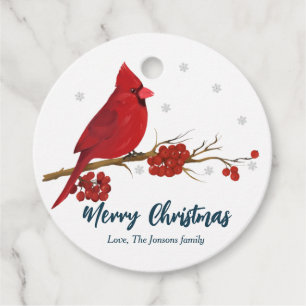 Red Cardinal Birthday Christmas Favour Tags