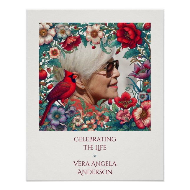 Red Cardinal Celebration of Life PHOTO Poster (Front)