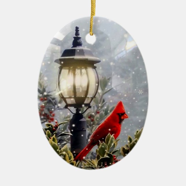 Red Cardinal Ceramic Tree Decoration (Front)