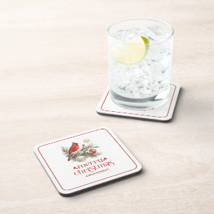 Red Cardinal Christmas Decor Bouquet Coaster