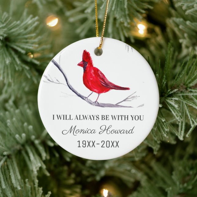 Red Cardinal Christmas Tribute Remembrance Bird Ceramic Tree Decoration (Tree)