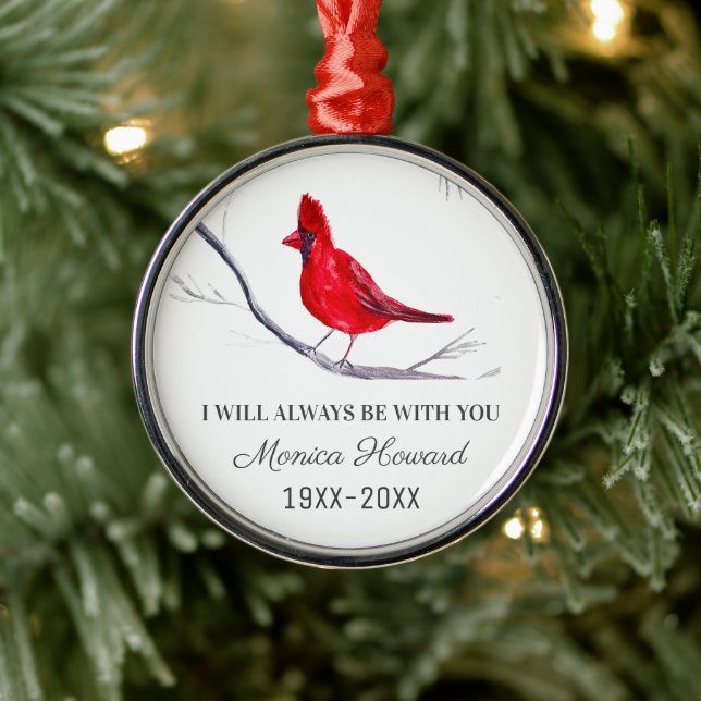 Red Cardinal Christmas Tribute Remembrance Bird Metal Tree Decoration (Tree)