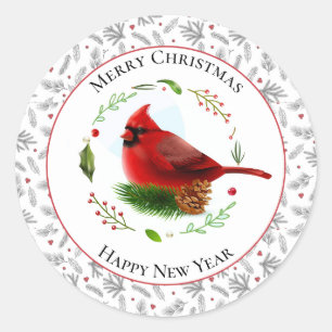 Red Cardinal Classic Round Sticker
