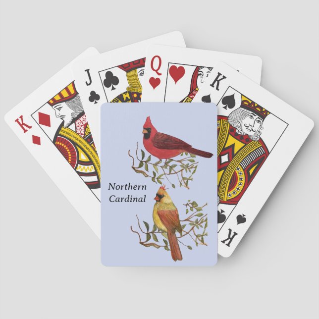 Red Cardinal Couple Classic Playing Cards (Back)
