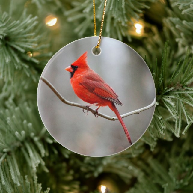 Red Cardinal Crest Ceramic Tree Decoration (Tree)