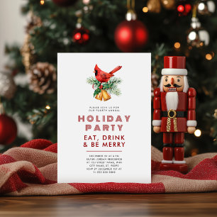 Red Cardinal Festive Christmas Theme Holiday Party Invitation