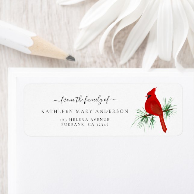 Red Cardinal Funeral Return Address (Insitu)