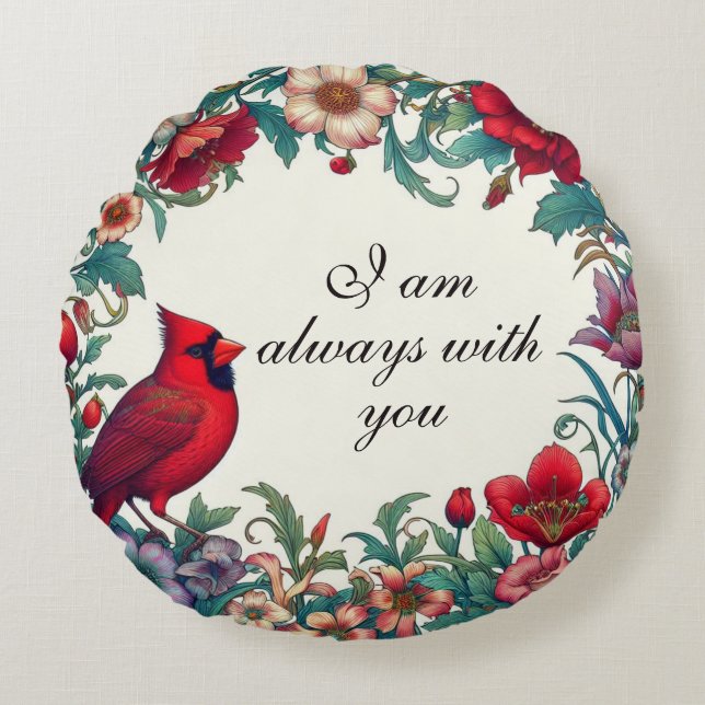 Red Cardinal Gifts Sympathy Keepsake Memorial Round Cushion (Front)