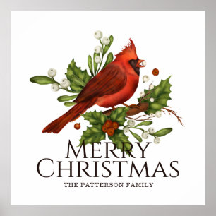Red Cardinal Holly Christmas Wall Decor