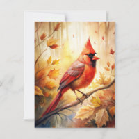 Red Cardinal in Autumn Fall