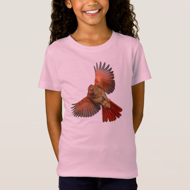 Red Cardinal in Flight Kids T-Shirt (Front)