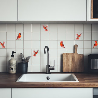 Red Cardinal in flight Tile